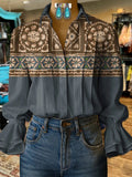 Women's Retro Casual Western Pattern Shirt
