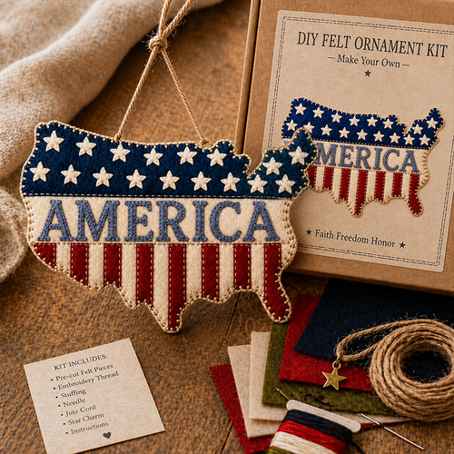 "250th Anniversary of the Founding of the U.S." Handmade American Map Hanging Ornament — Patriotic-Themed Fabric Craft Kit (1776–2026 Commemorative Edition)