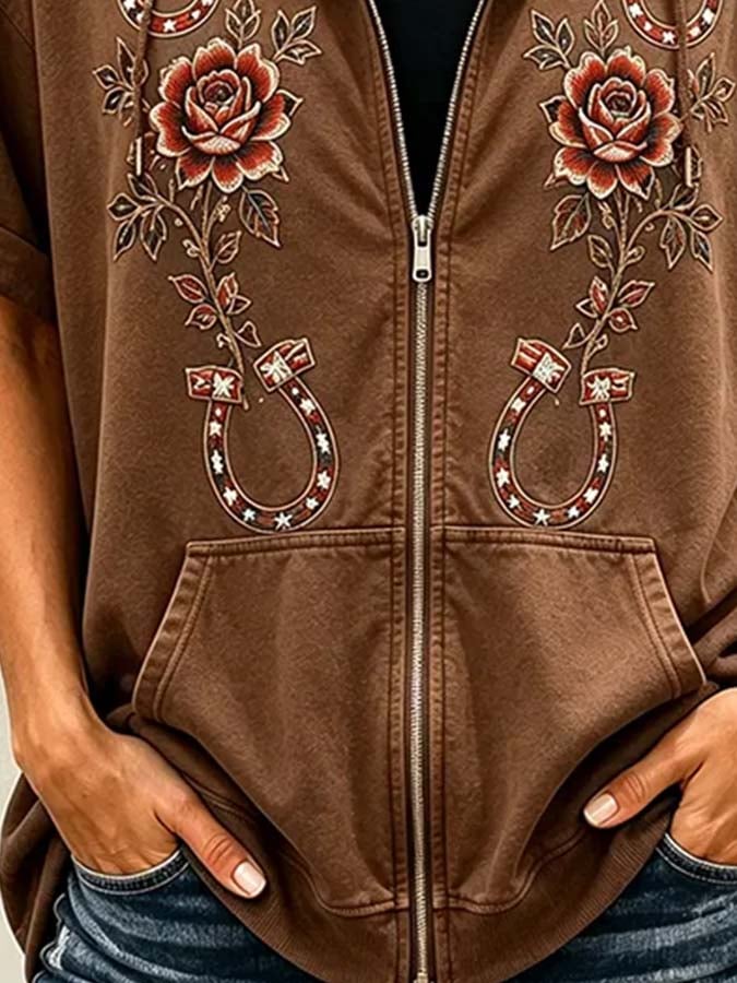 Women'S Casual Retro Print Top