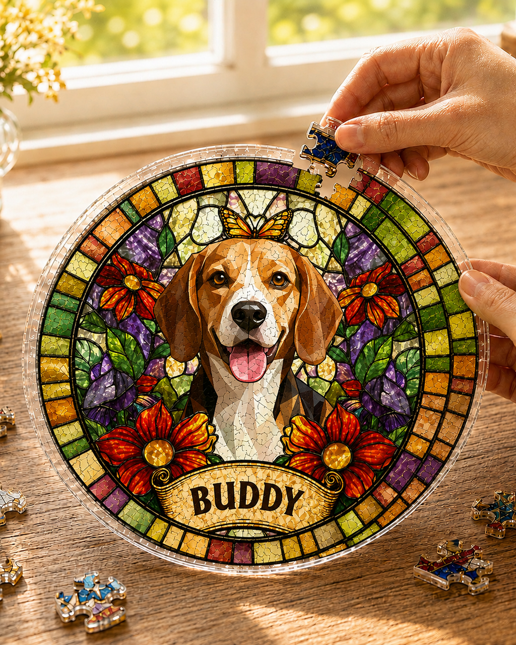 Custom Puzzle Suncatcher for Pets, Family, Couples & Memorials