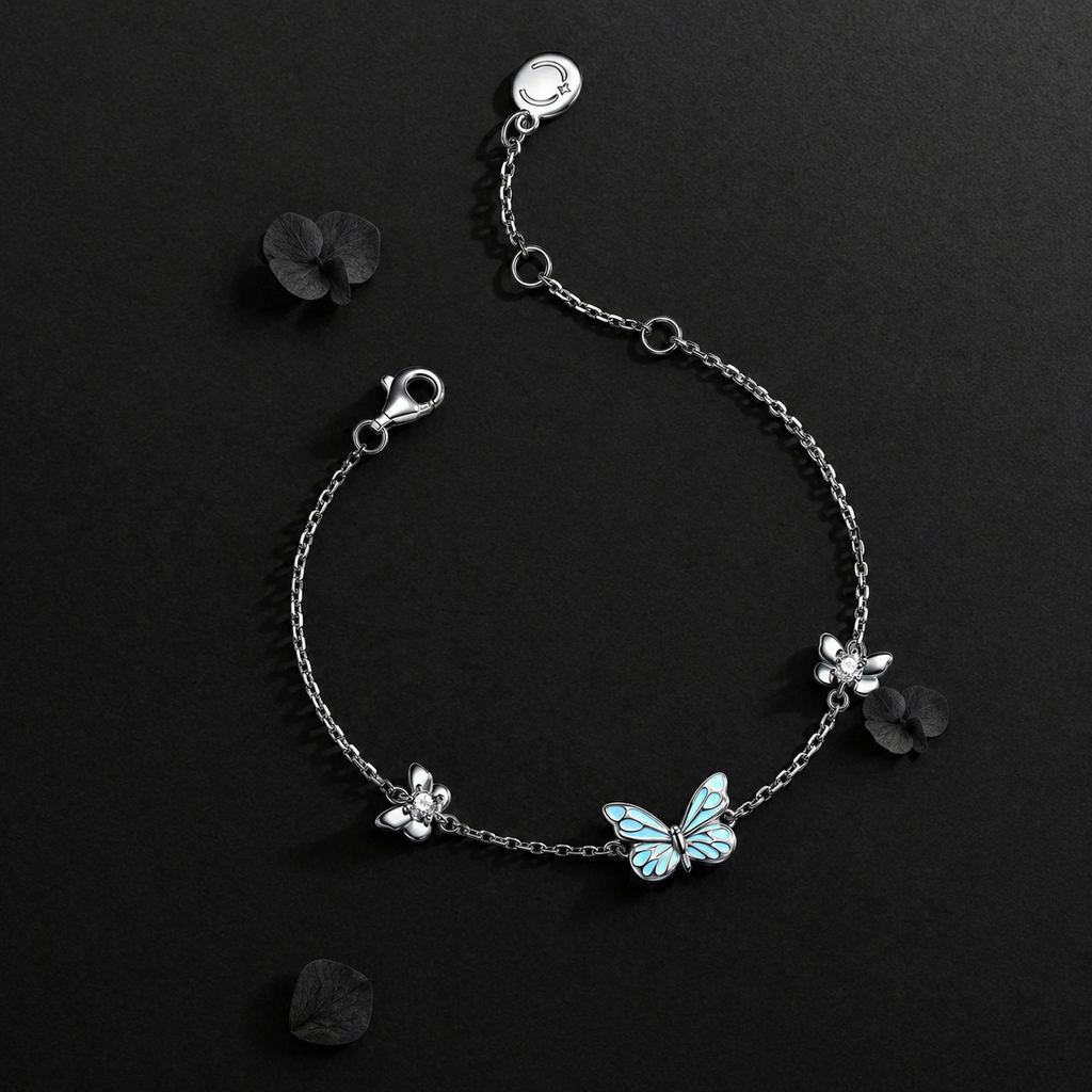 Luminous Butterfly Charm Necklace & Bracelet Set
