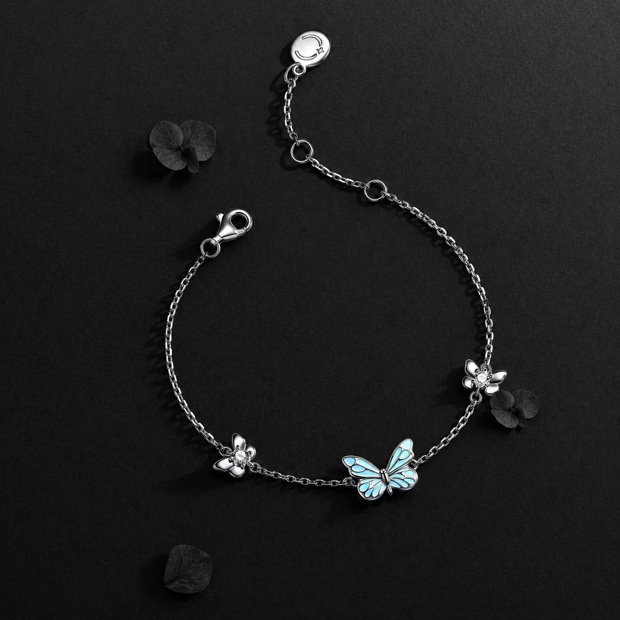 Luminous Butterfly Charm Necklace & Bracelet Set