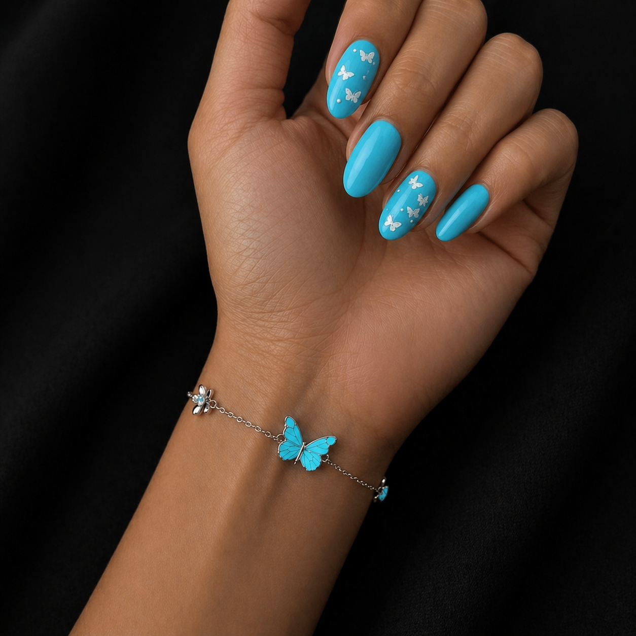 Parure Collier et Bracelet Breloque Papillon Lumineux