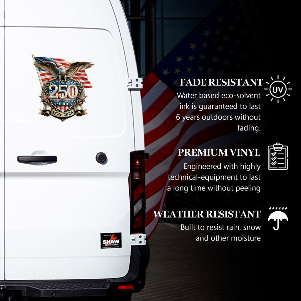 United States of America 250th Anniversary Decal – Eagle, Flag, 1776-2026