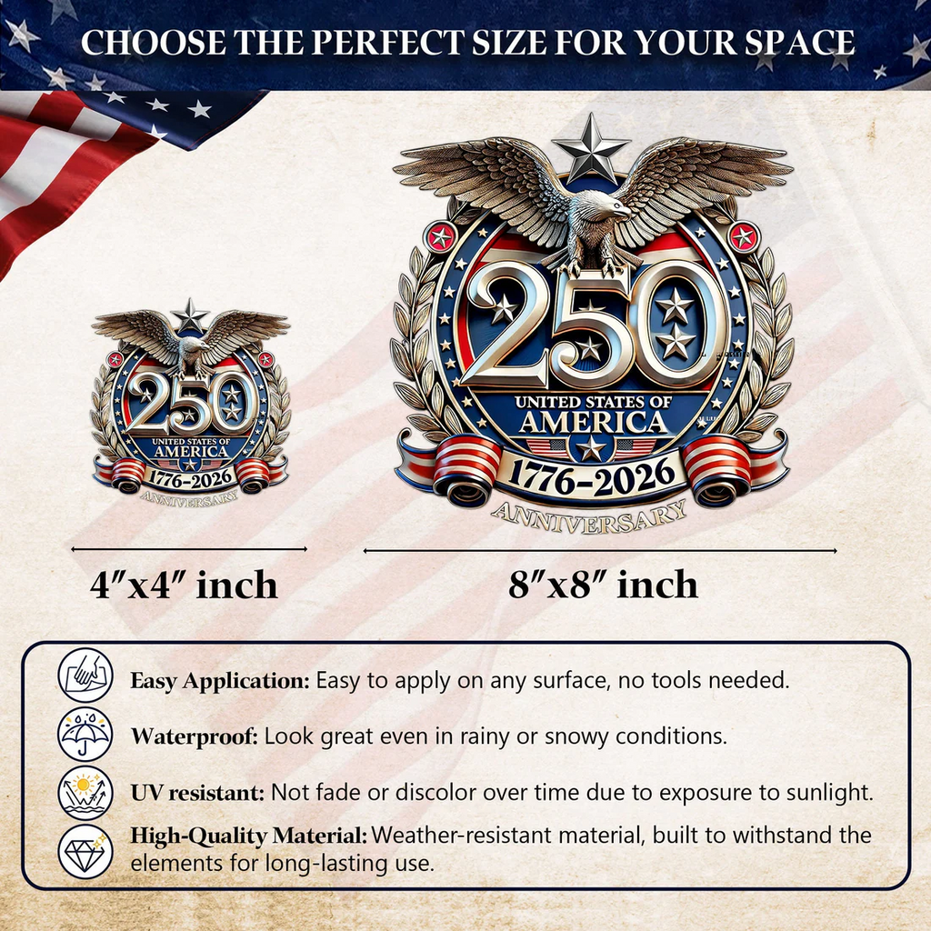 🔥 LIMITED TIME OFFER – 250th Anniversary Decal United States Of America Eagle Patriotic