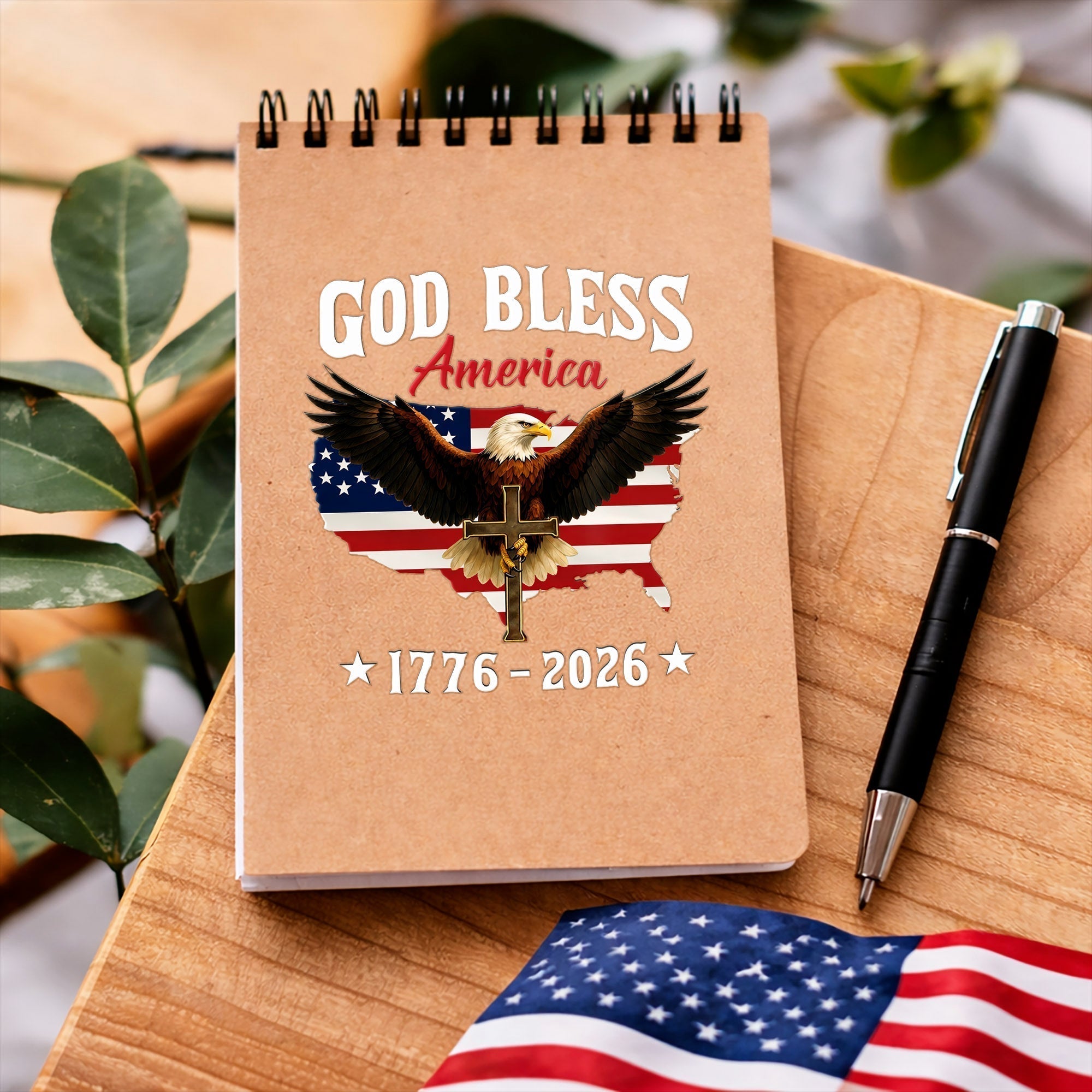 Calcomanía «God Bless America» del 250.º aniversario, calcomanía patriótica cristiana para ventana con águila