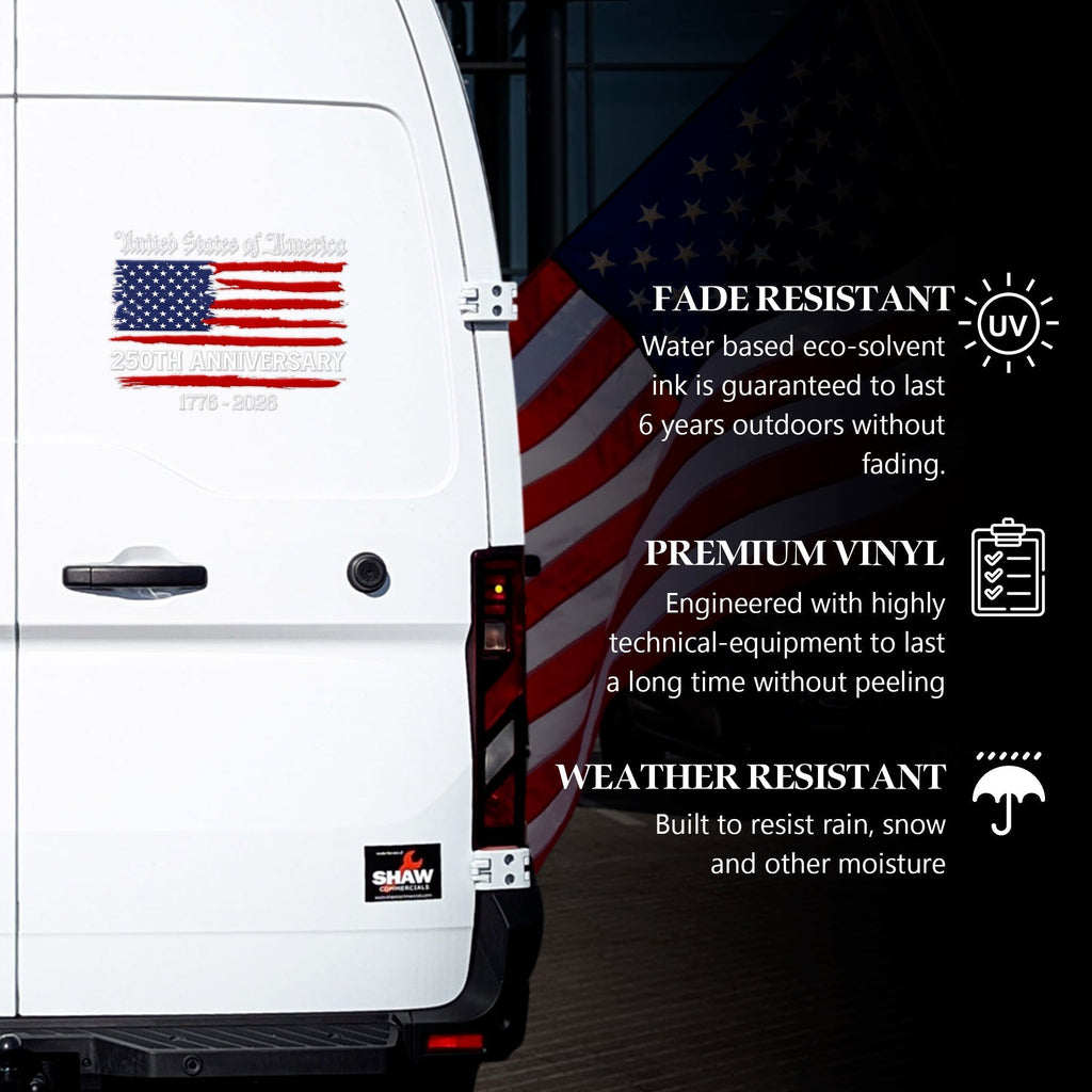 United States Of America 250th Anniversary Decal, Patriotic USA Car Sticker