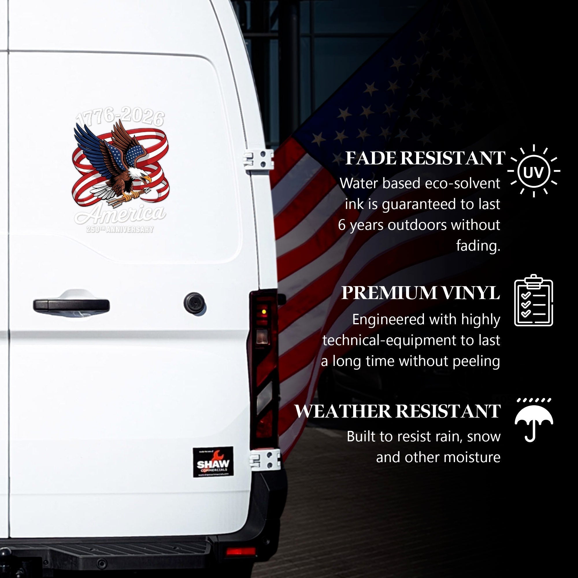 America 250th Anniversary Decal, Eagle Patriotic 1776 2026 Car Sticker