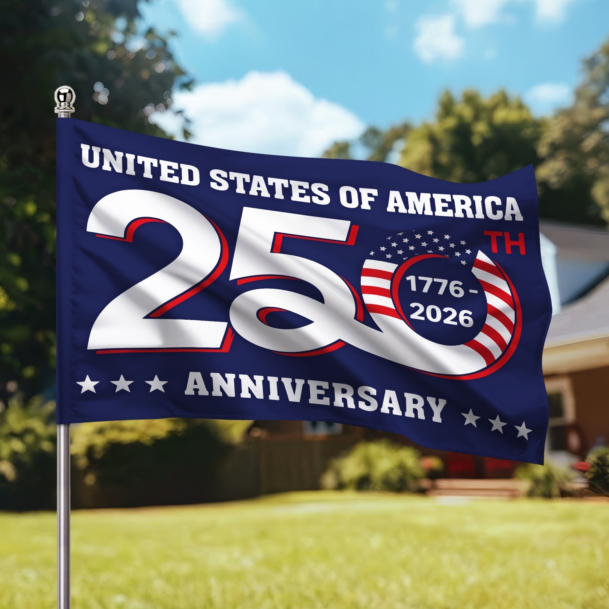Patriotic 250th Anniversary 1776 2026 United States of America Flag