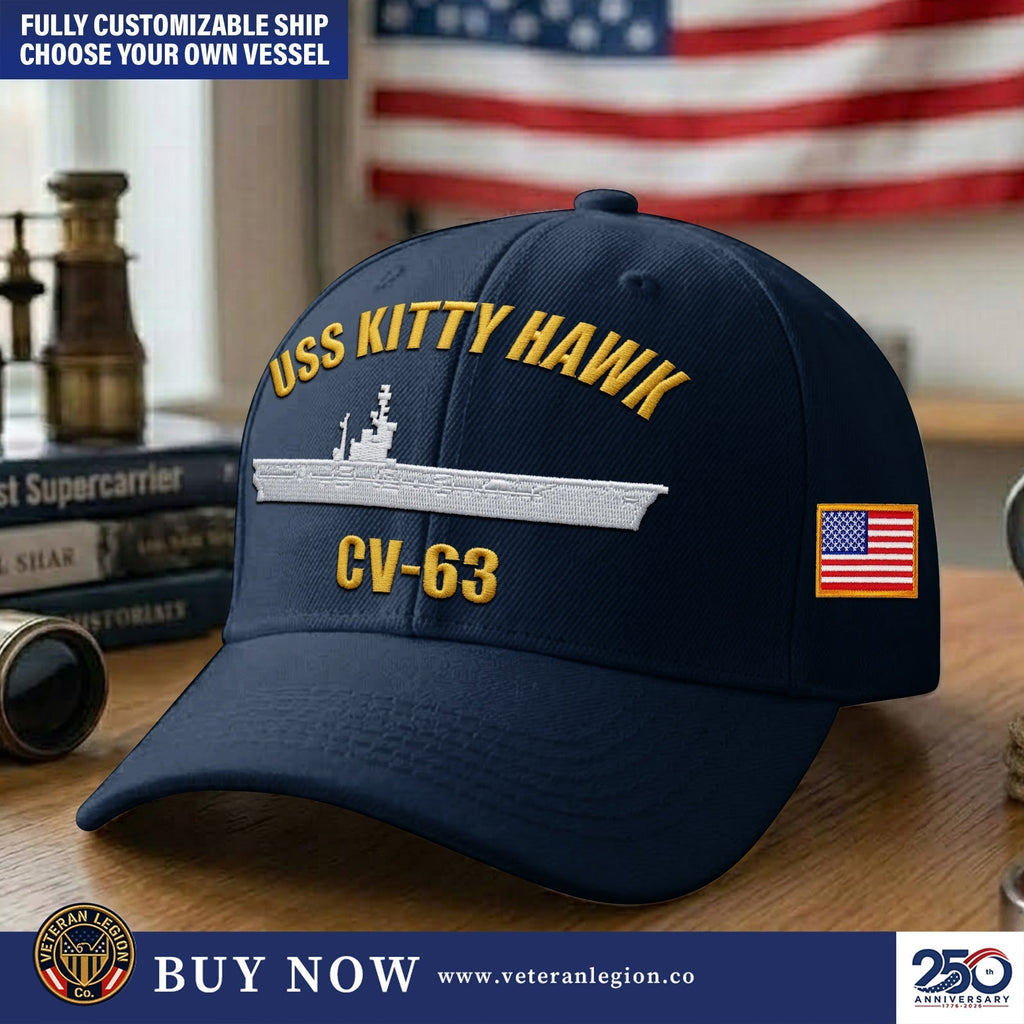 Custom US Navy Ships Embroidered Cap, Hat for US Veteran, Gifts for Father's Day, Veterans Day