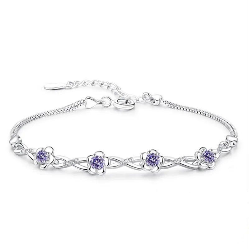 Crystal Floral Infinity Bracelet