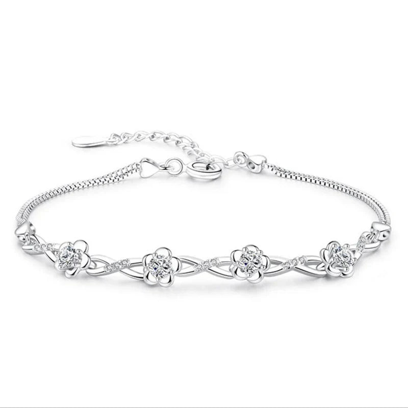 Crystal Floral Infinity Bracelet