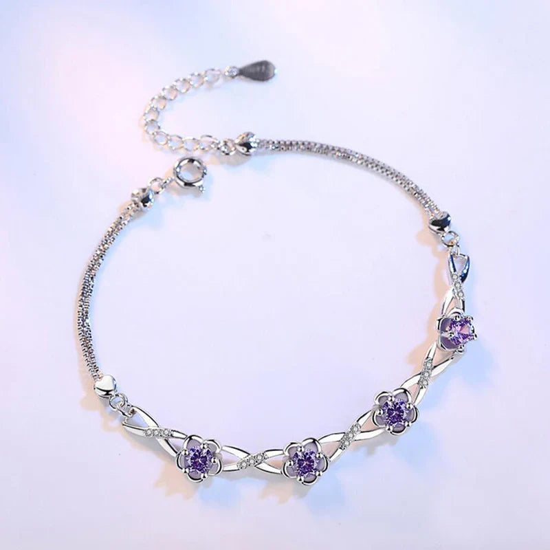 Crystal Floral Infinity Bracelet