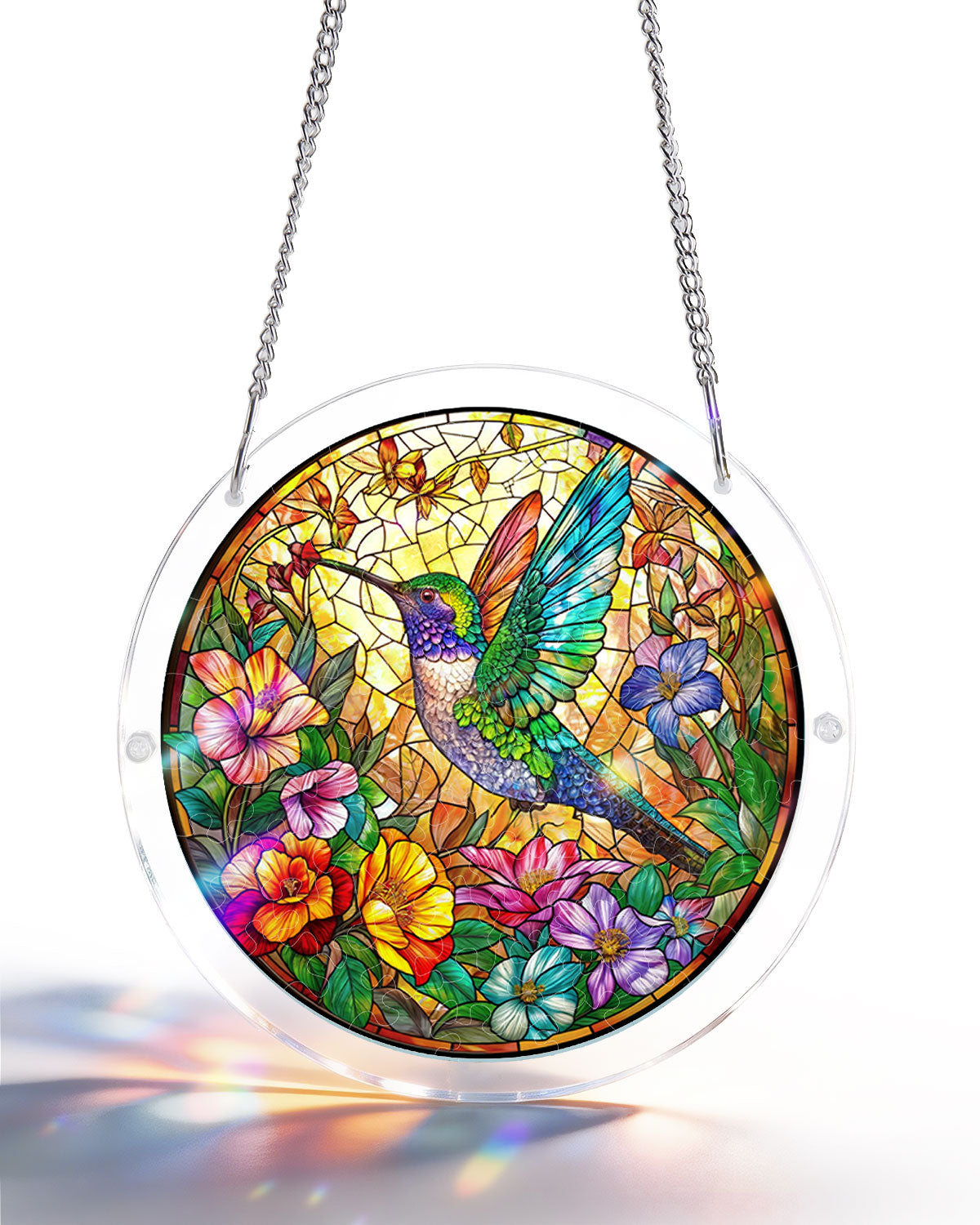 Attrape-soleil en acrylique - Colibri en fleurs