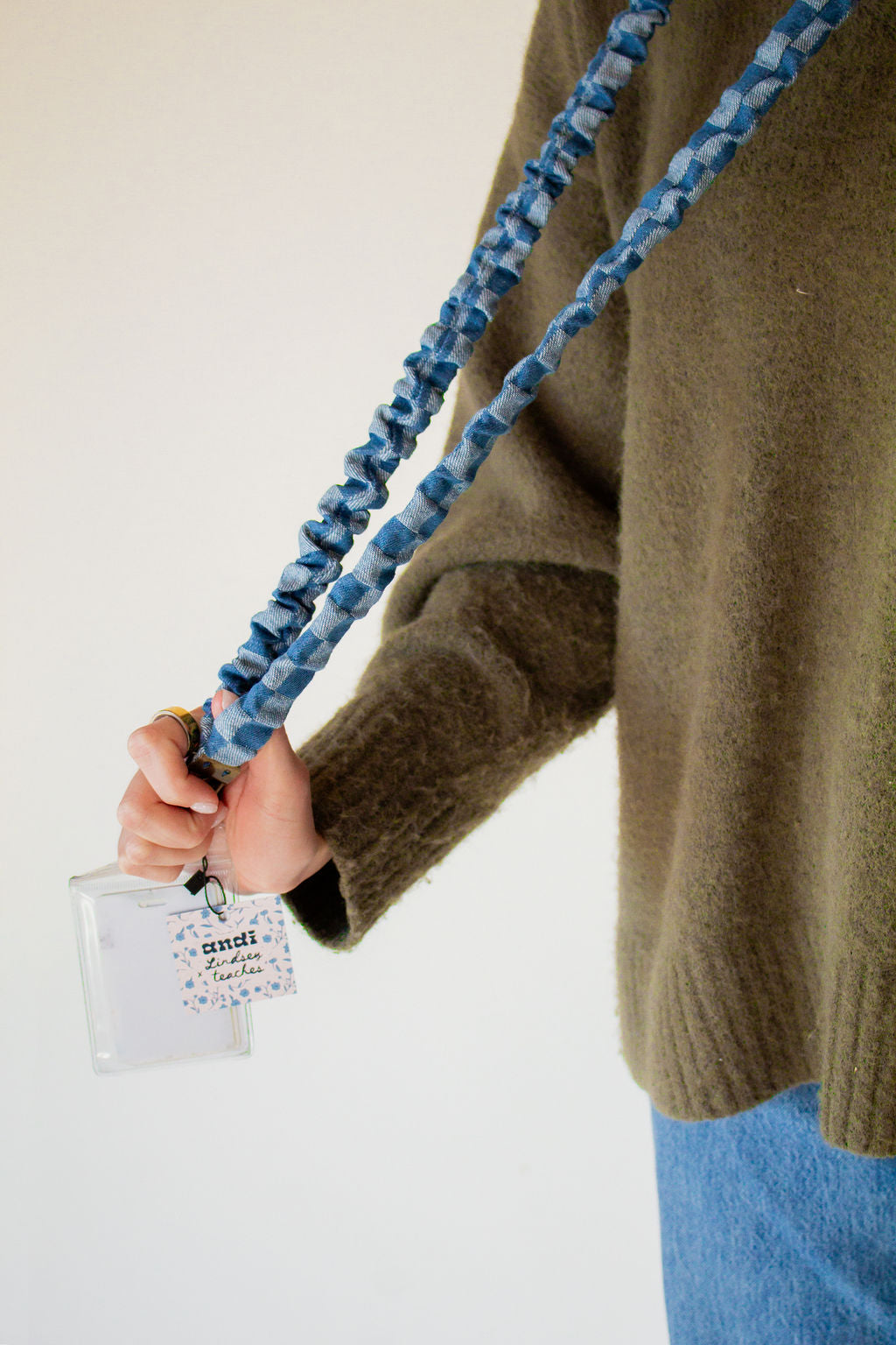 Denim Checked Lanyard