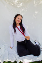 Maroon Linen Lanyard