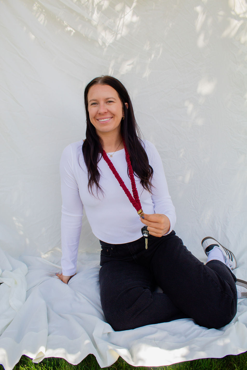 Maroon Linen Lanyard