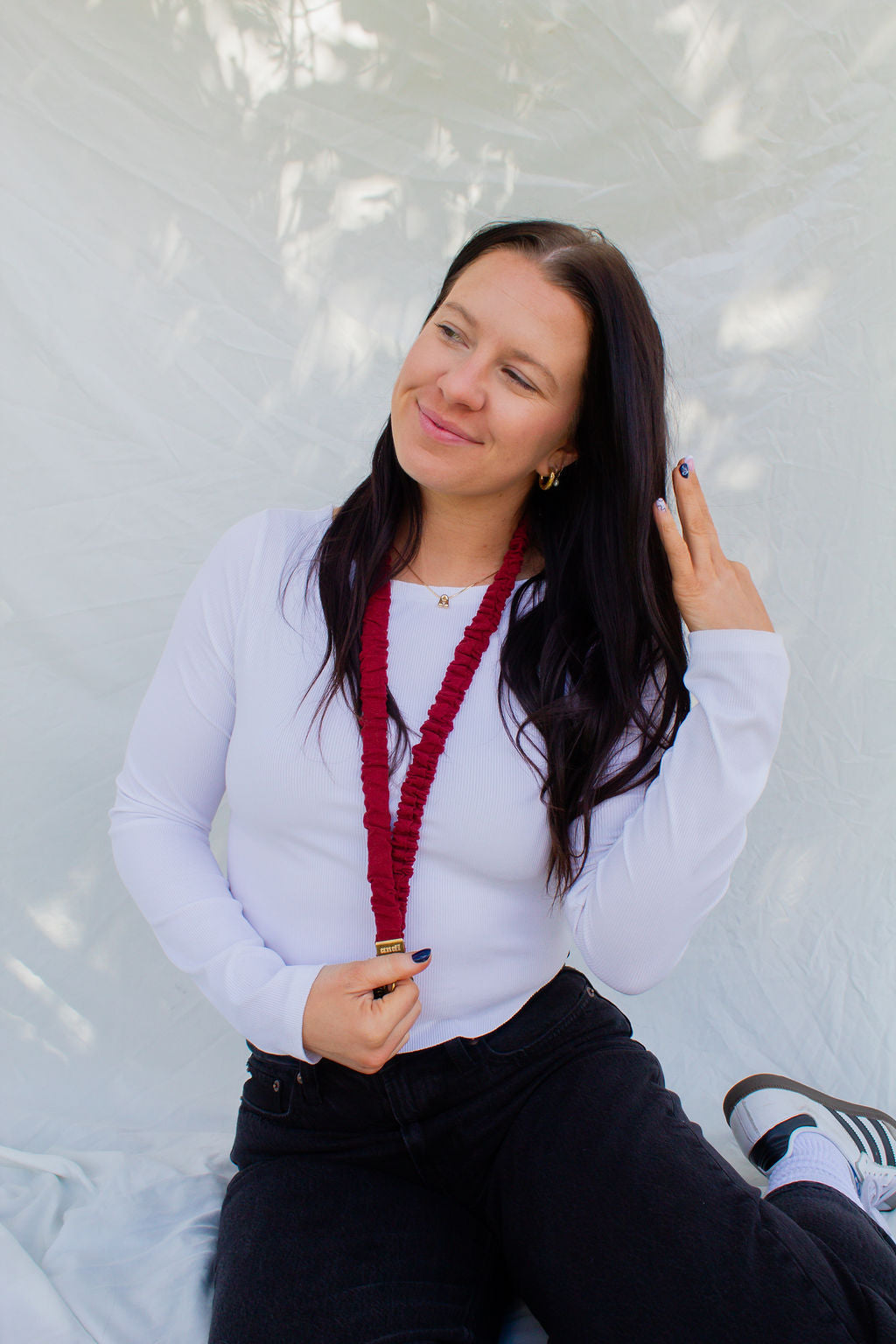 Maroon Linen Lanyard