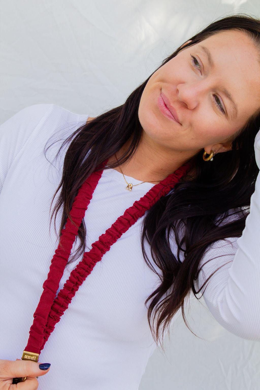 Maroon Linen Lanyard