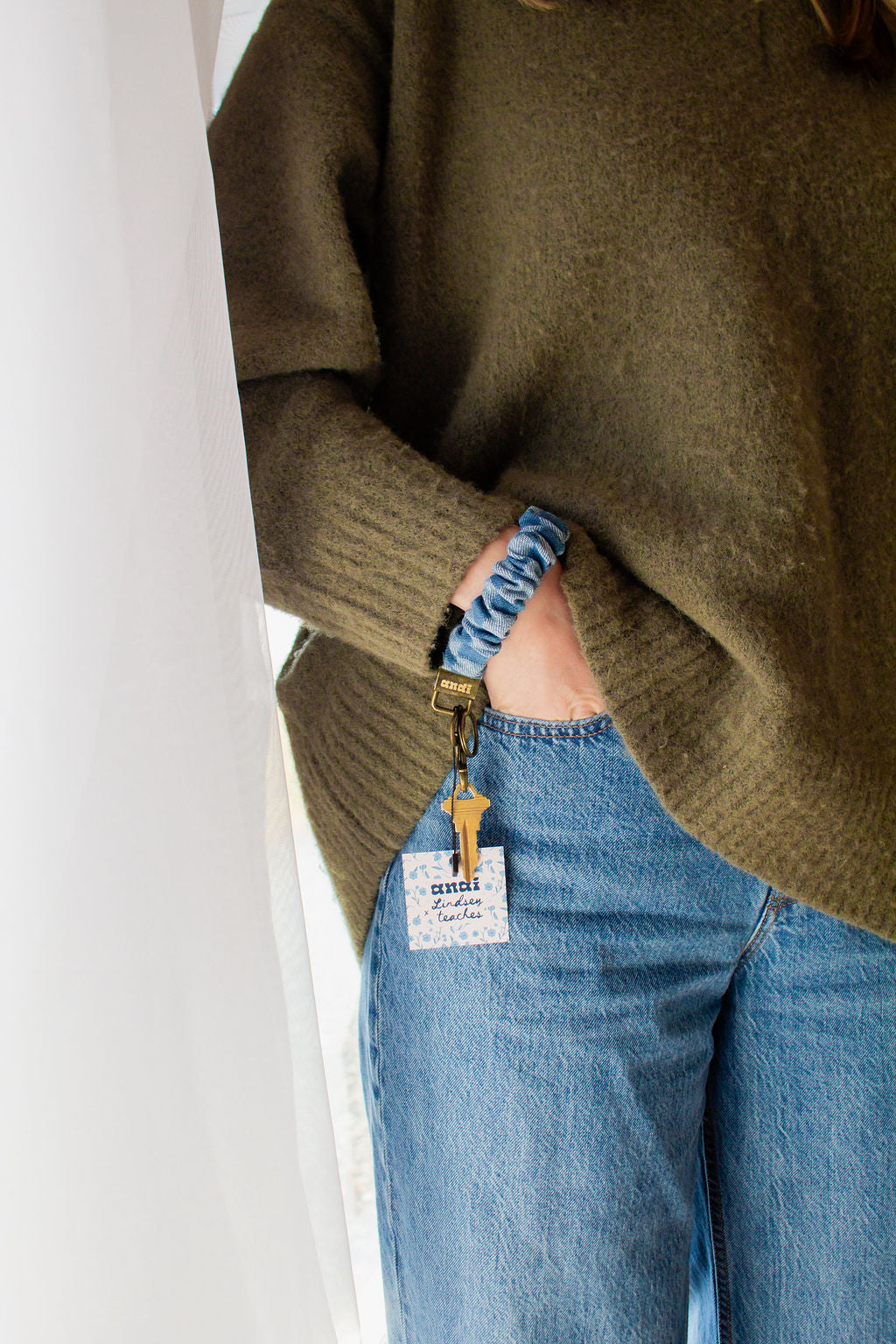 Denim Checked Keychain