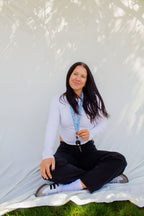 Blue Striped Lanyard