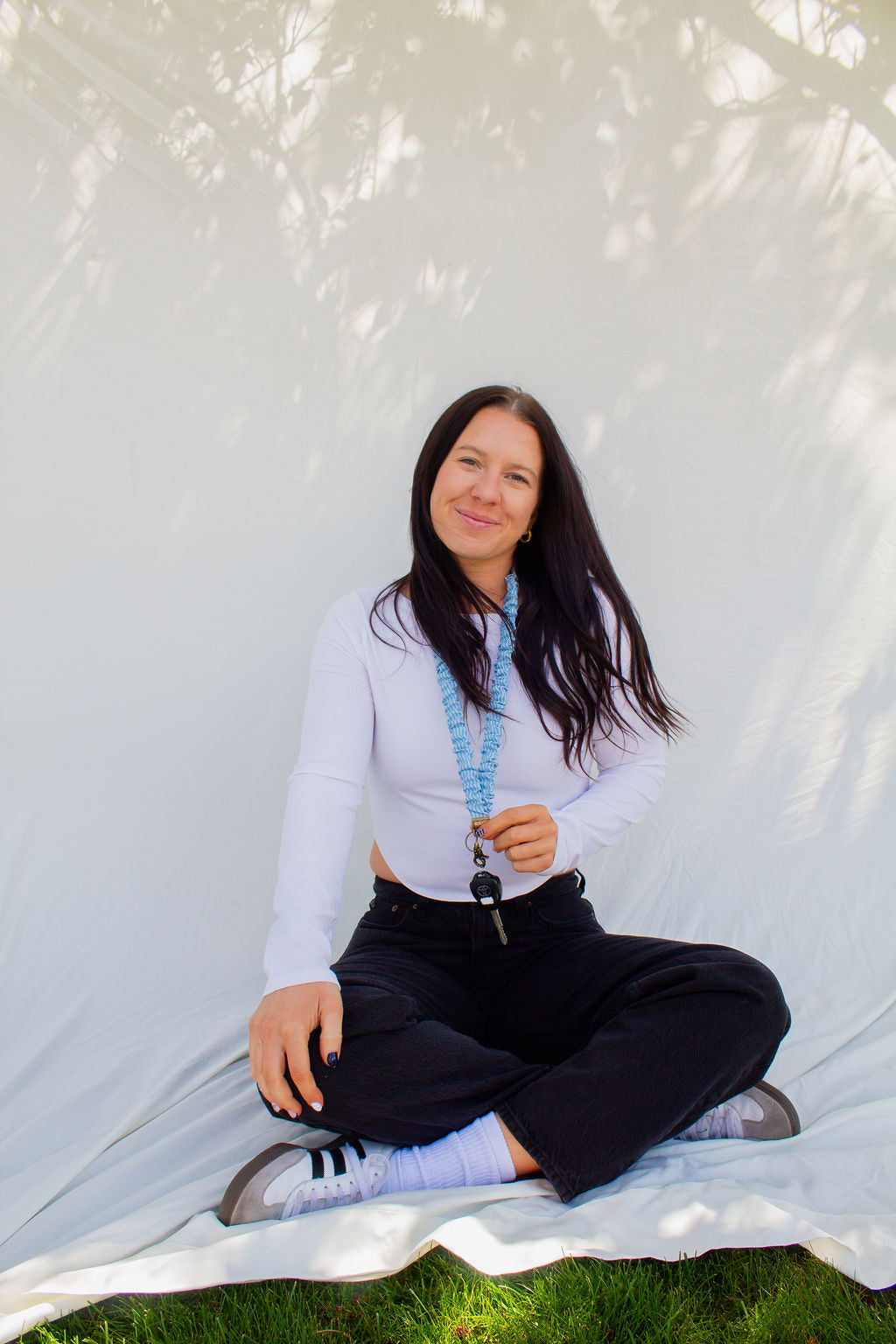 Blue Striped Lanyard