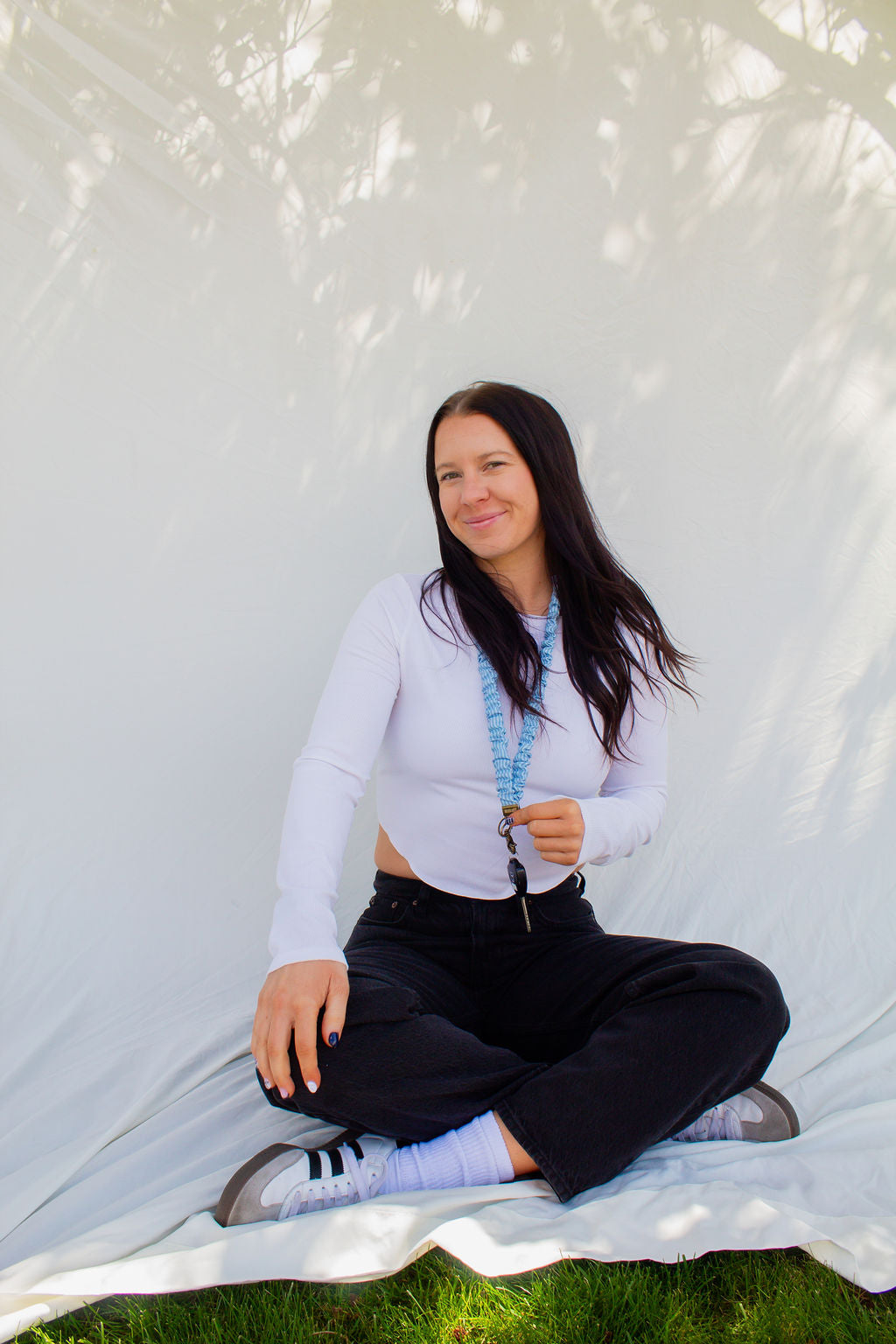 Blue Striped Lanyard