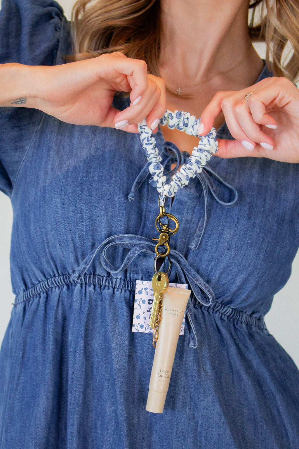Blue Floral Keychain