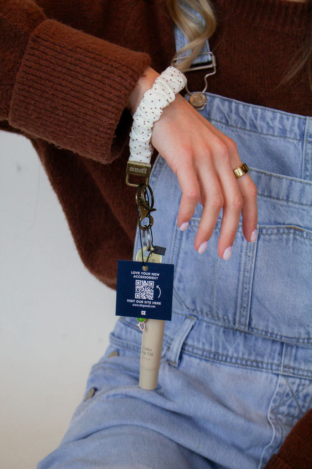 Cream Dottie Keychain