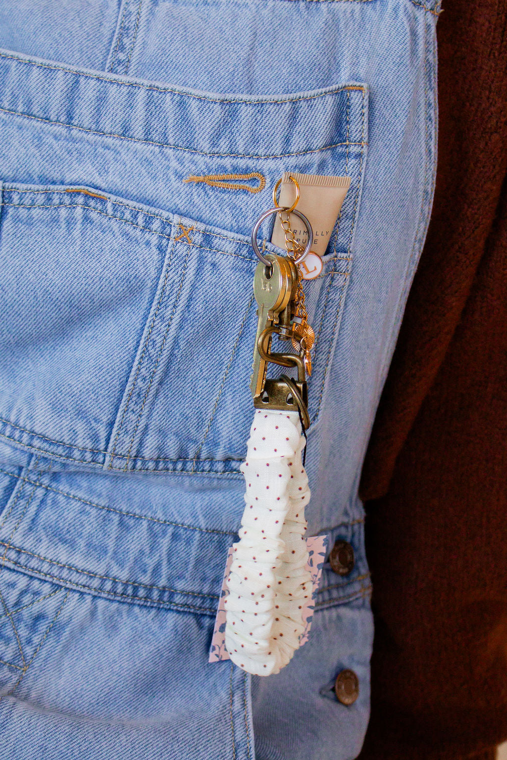 Cream Dottie Keychain