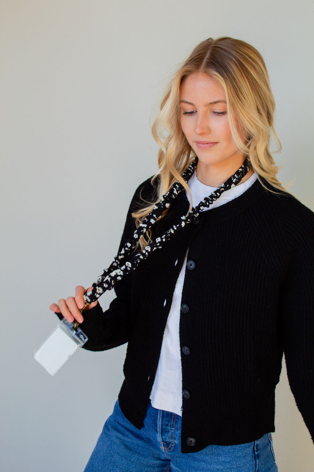 Onyx Floral Lanyard