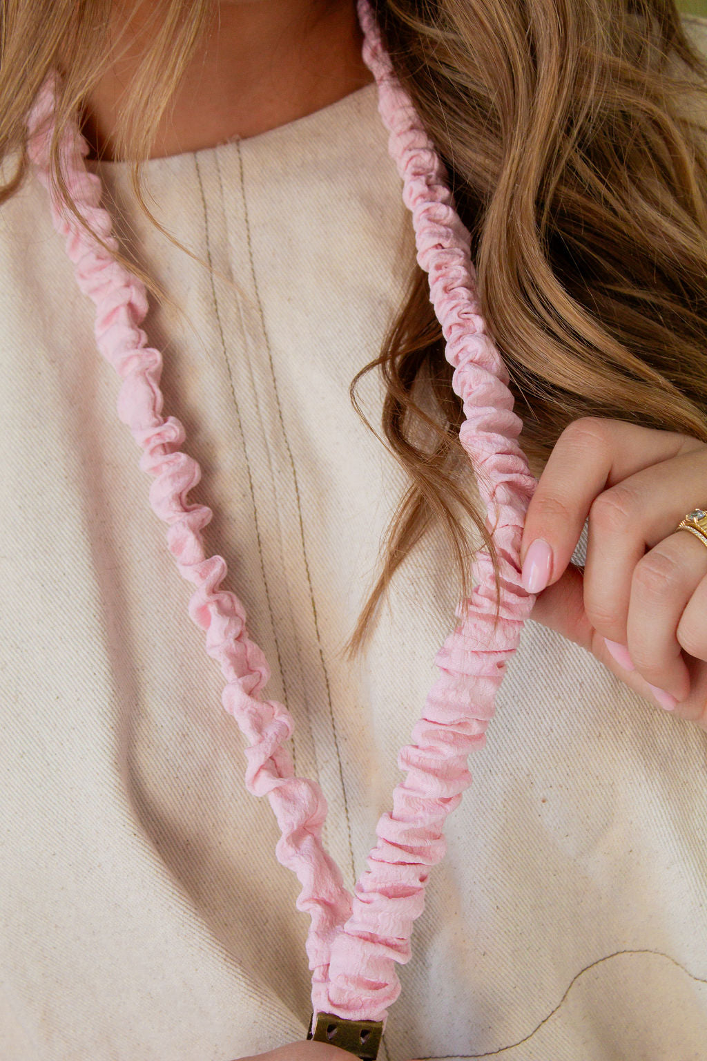 Dainty Pink Textured Lanyard