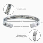 Beautiful Girl You Can Do Hard Things Cuff Bracelet