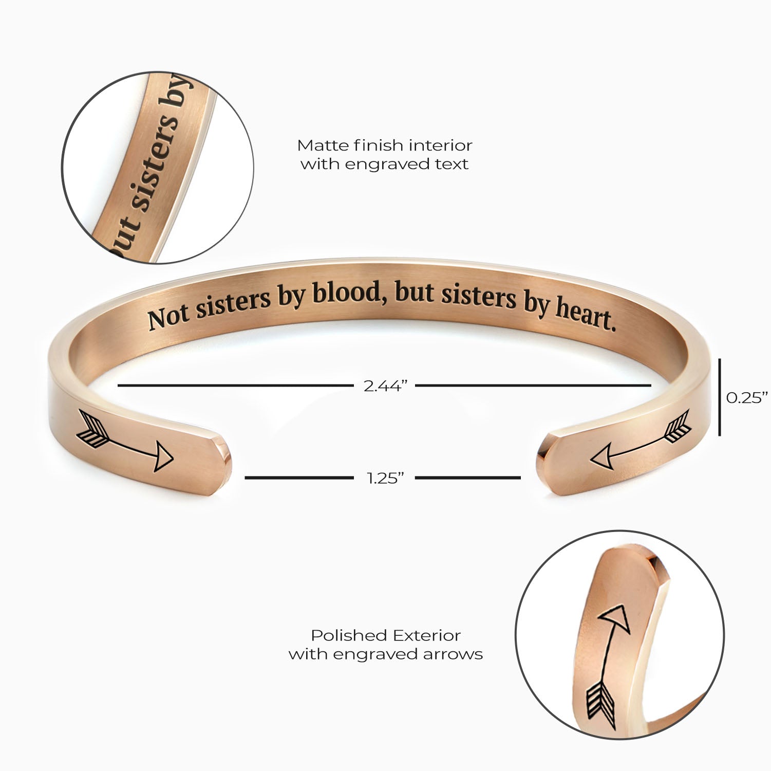 Not Sisters By Blood But Sisters By Heart Cuff Bracelet
