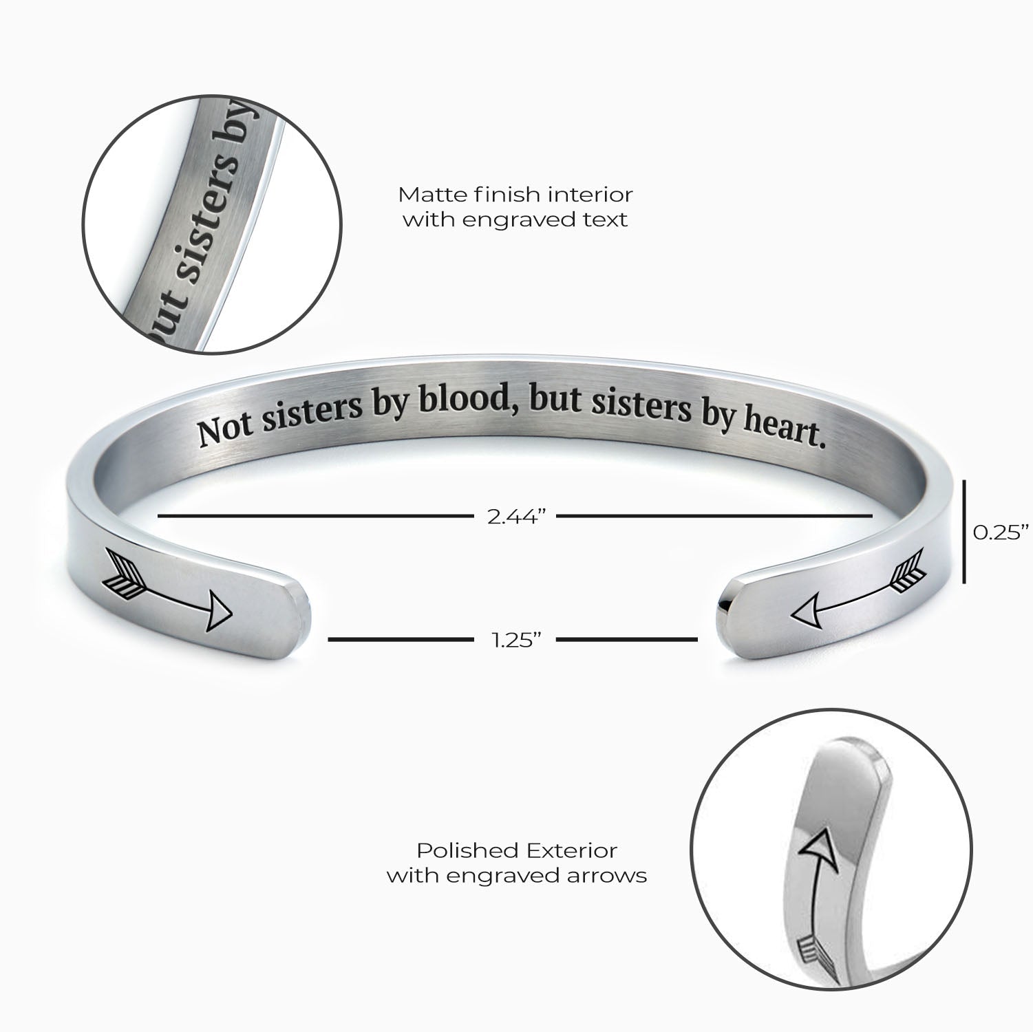 Not Sisters By Blood But Sisters By Heart Cuff Bracelet