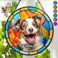 Custom Photo In Loving Memory Of My Pet - Personalized Stained Glass Window Hanging Suncatcher
