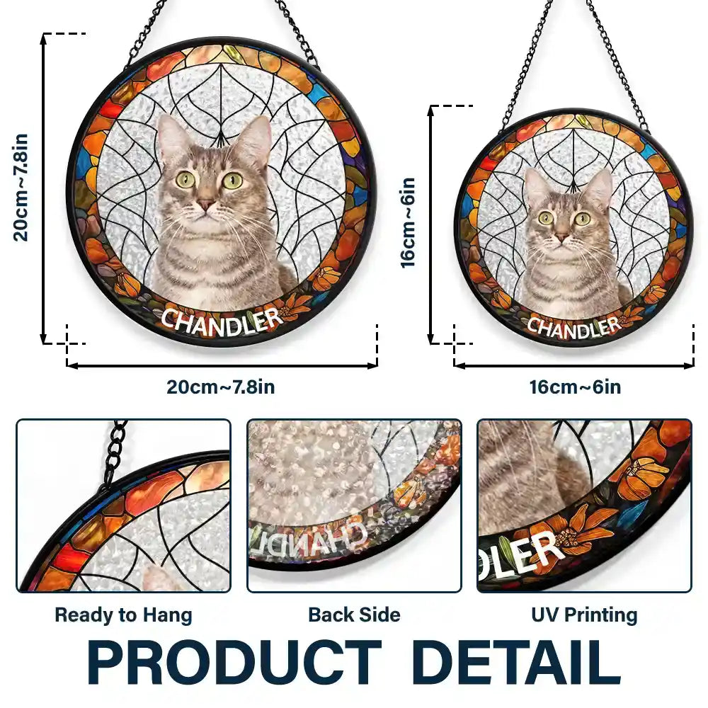 Custom Photo Family Dogs Cats - Personalized Stained Glass Window Hanging Suncatcher