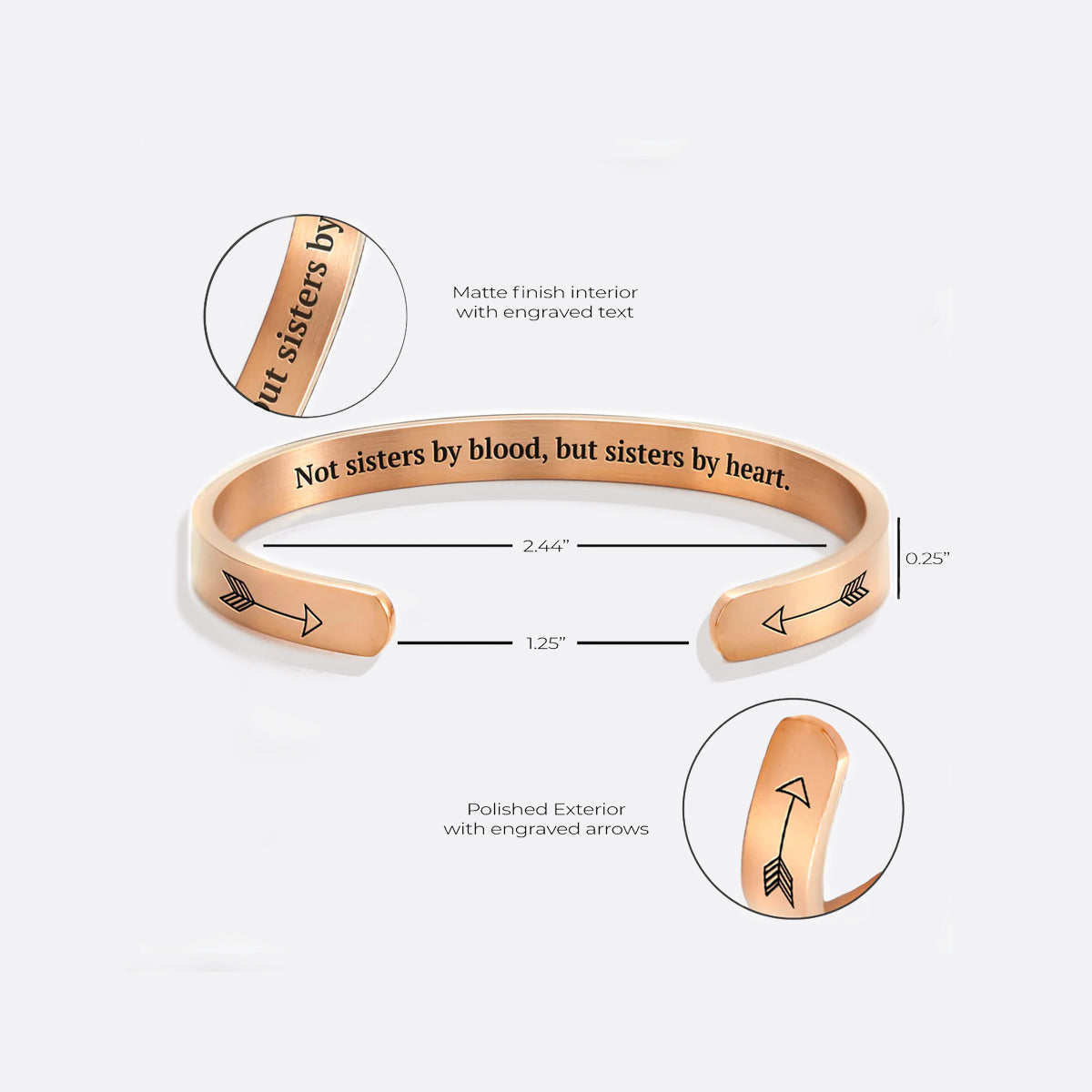 Not Sisters By Blood But Sisters By Heart Cuff Bracelet