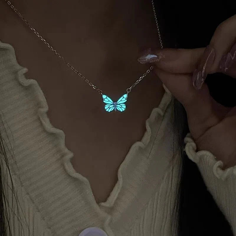 Luminous Butterfly Charm Necklace & Bracelet Set