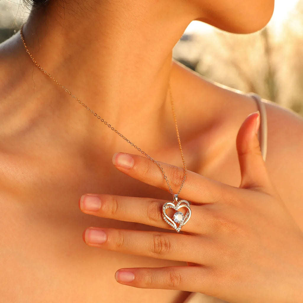 To my Mother I Love You Double Hearts Necklace