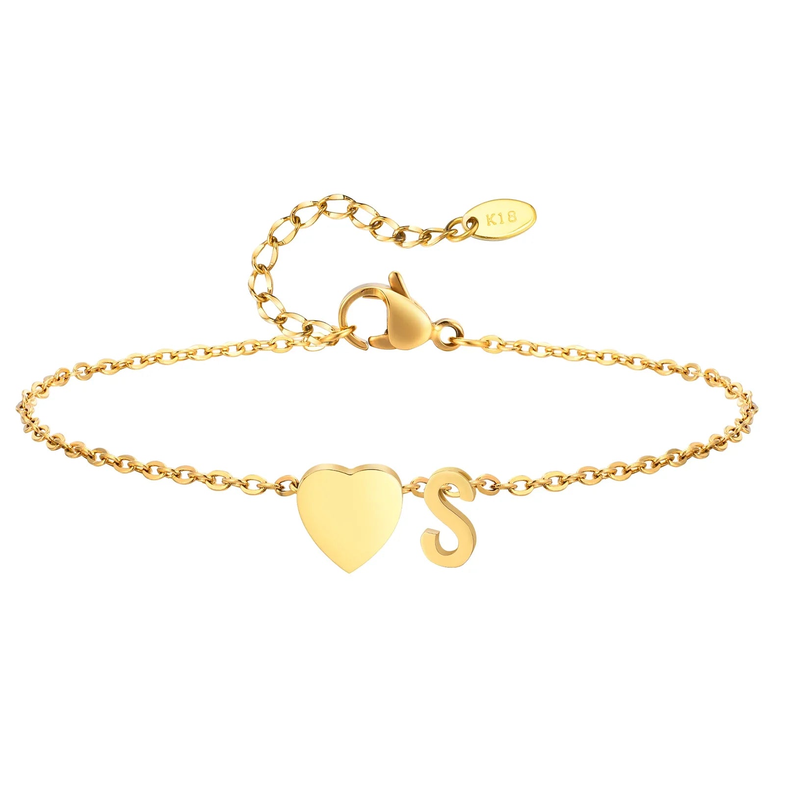 Heart Charm Initial Anklet