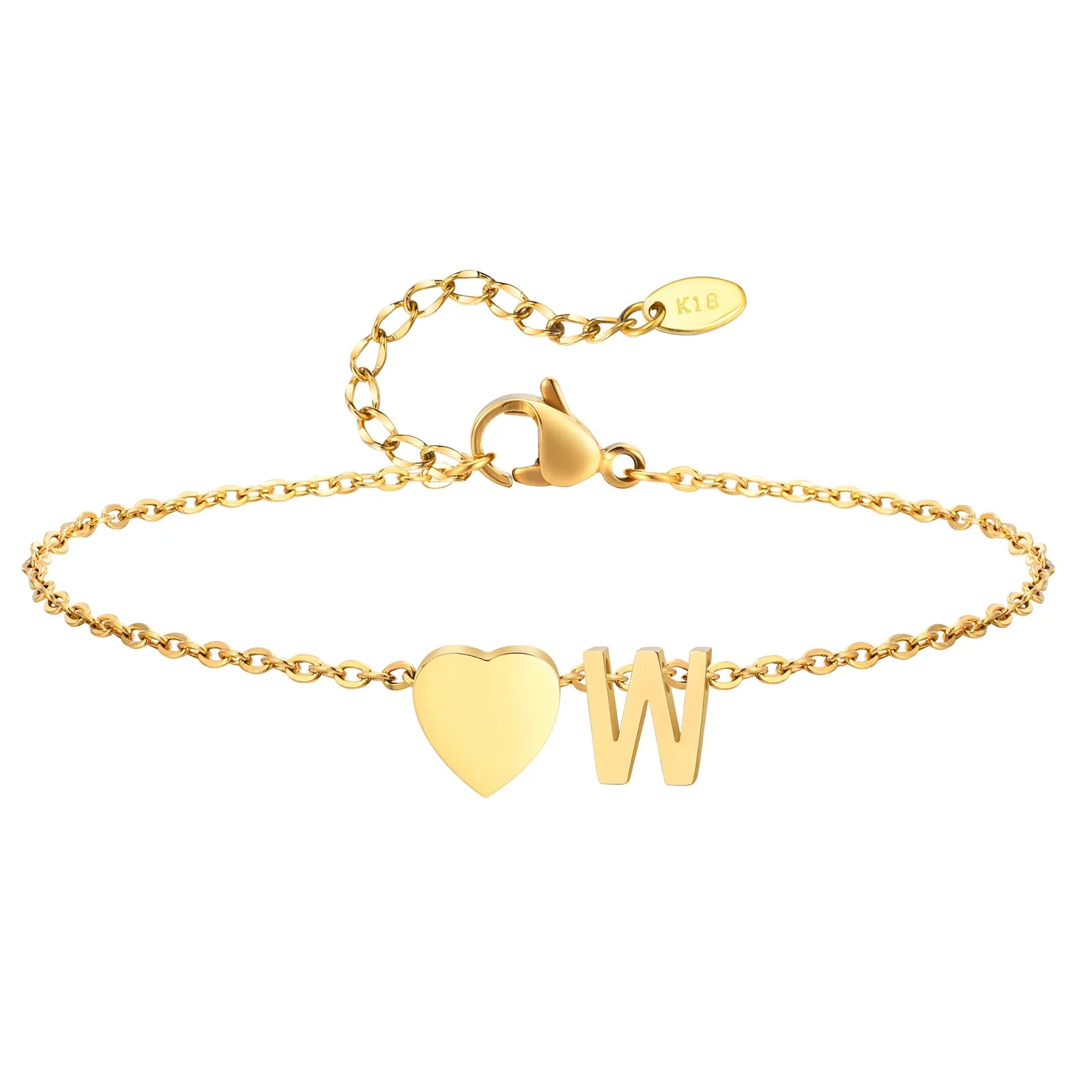 Heart Charm Initial Anklet