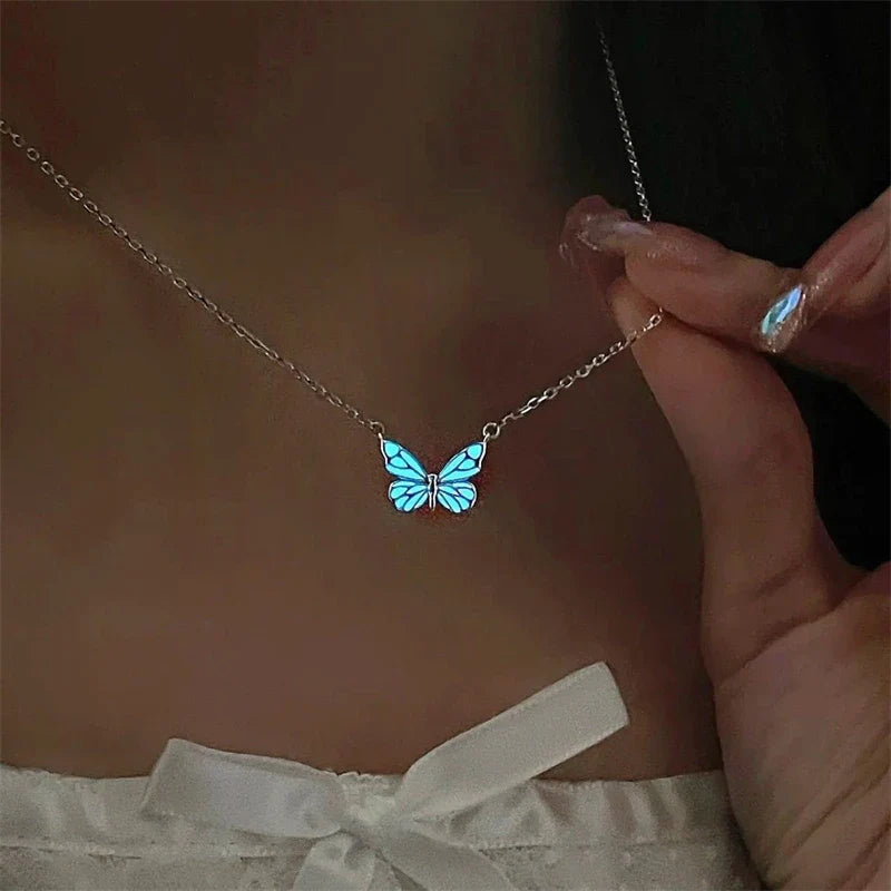 Luminous Butterfly Charm Necklace & Bracelet Set