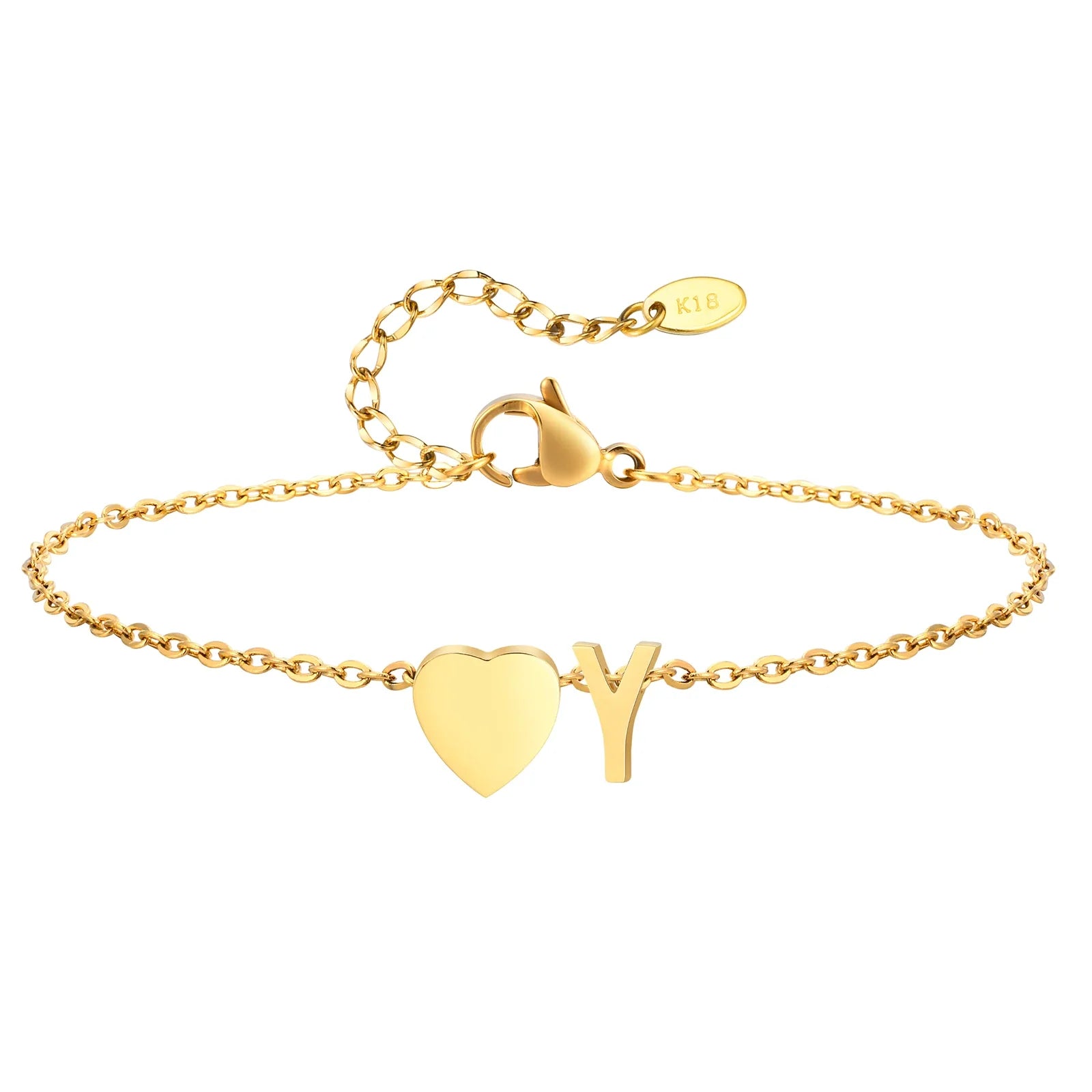 Heart Charm Initial Anklet