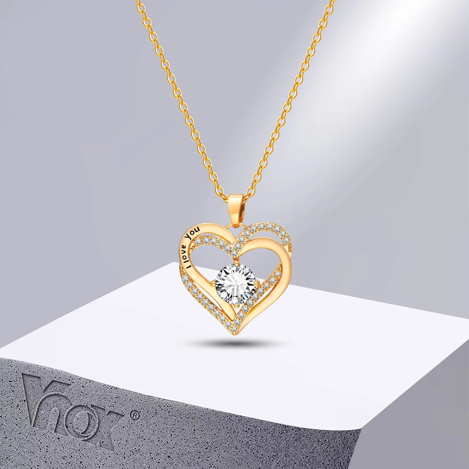 To my Mother I Love You Double Hearts Necklace