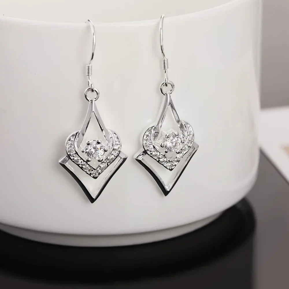 White Topaz Earrings Sterling Silver