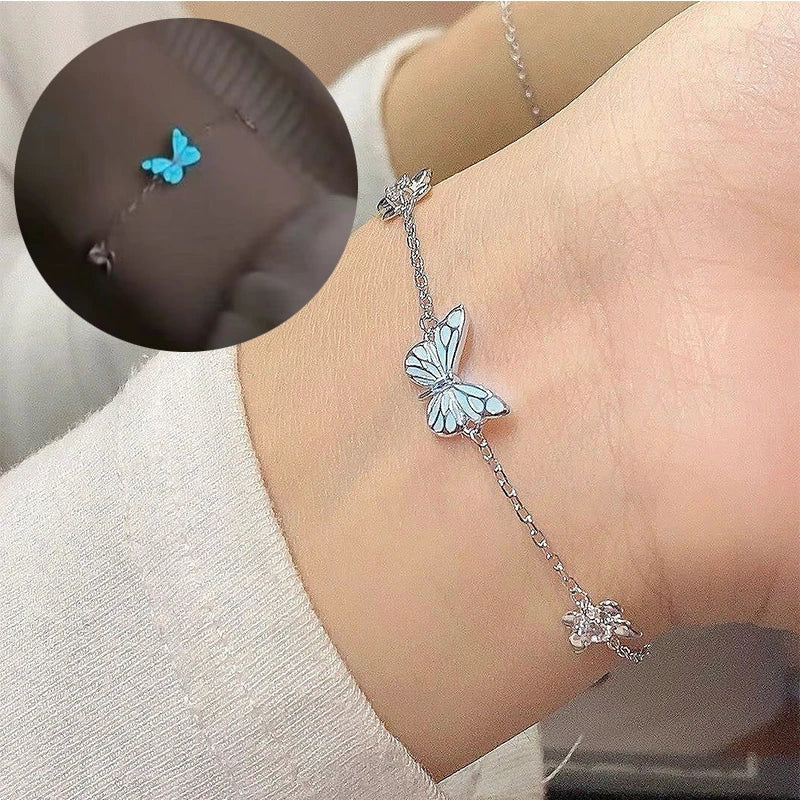 Luminous Butterfly Charm Necklace & Bracelet Set