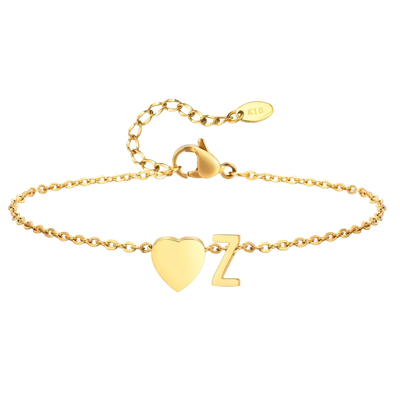 Heart Charm Initial Anklet