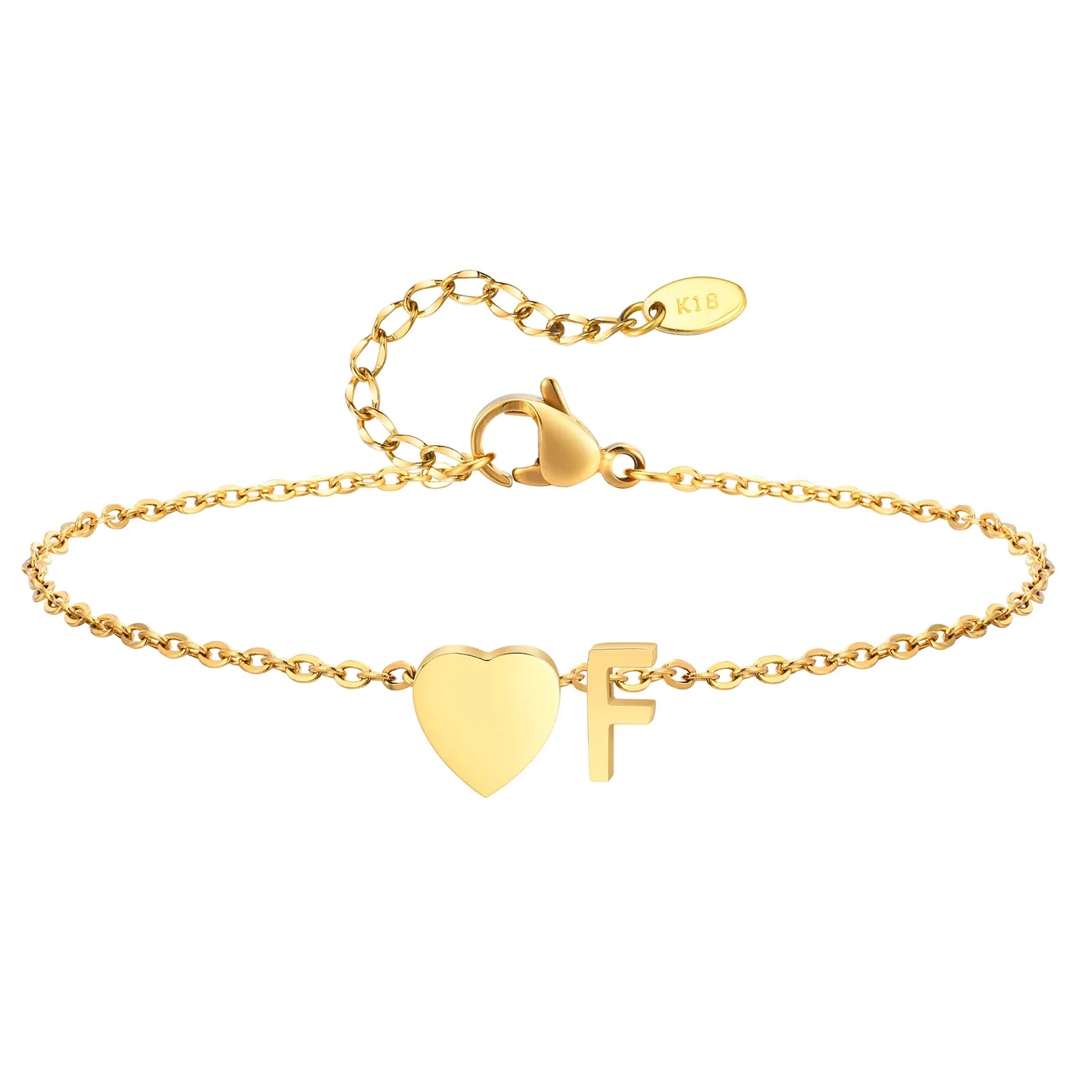 Heart Charm Initial Anklet