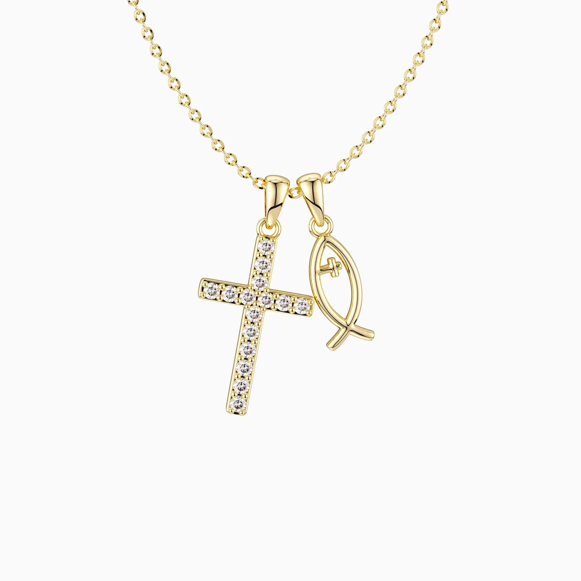 Blessed Cross & Fish Necklace